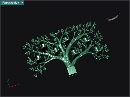 Organic watch-display tree front model view