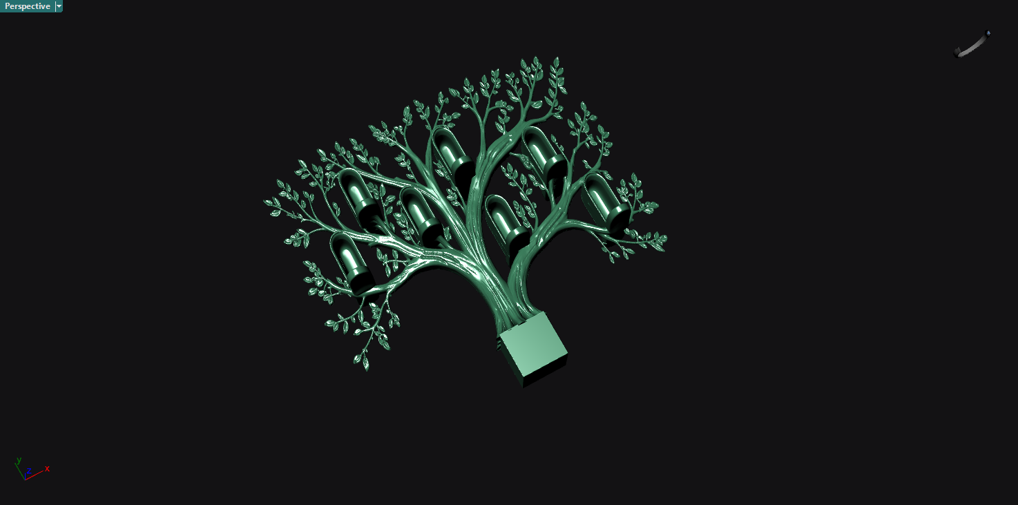 Organic watch-display tree detail model view